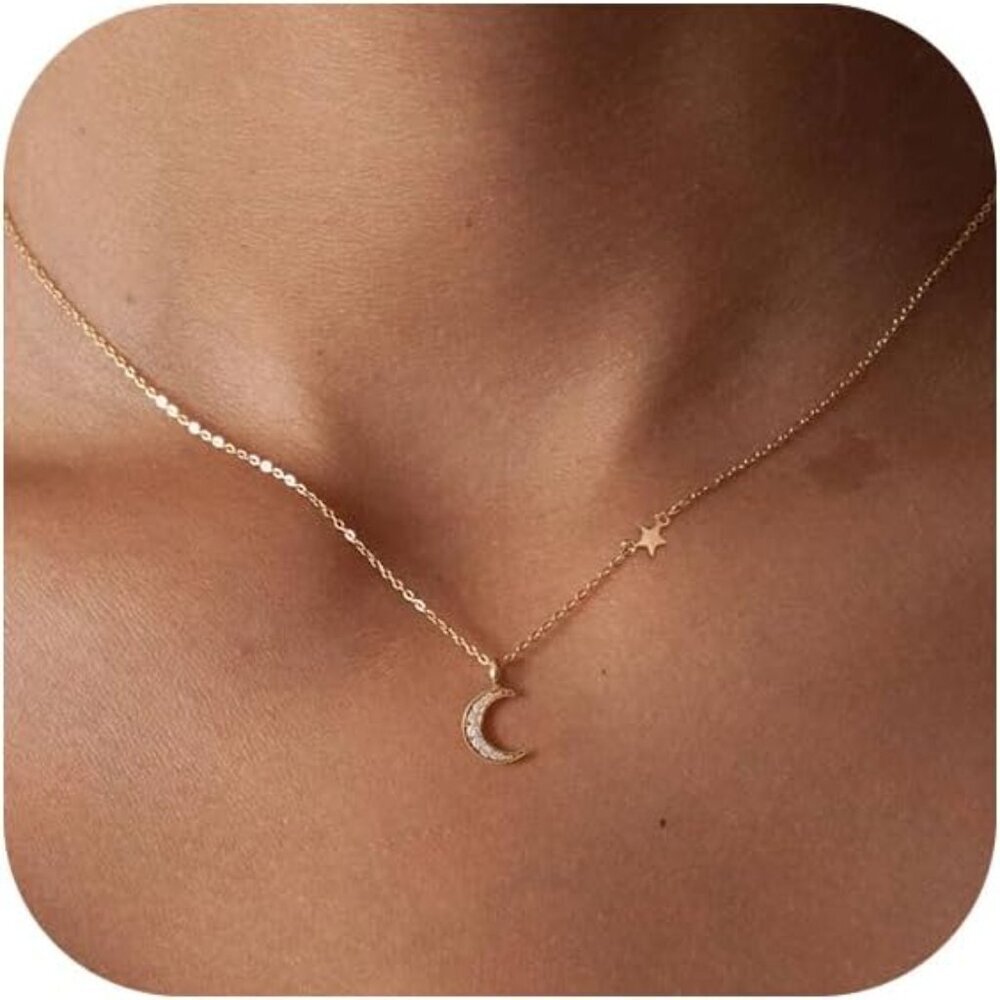 14K Gold Plated Necklaces for Women - Dainty Butterfly, Star of David, Moon and